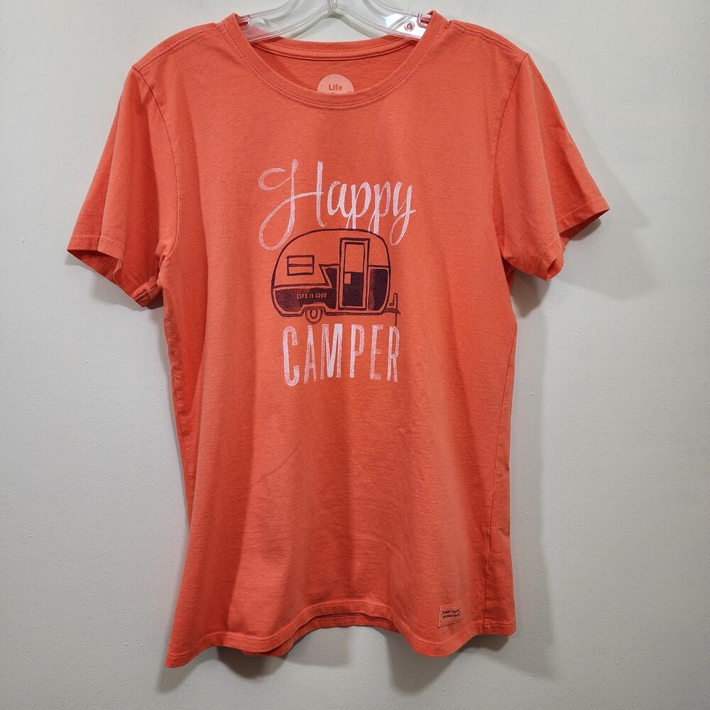 Life‎ is good happy camper crusher short sleeve graphic t-shirt woman's size med